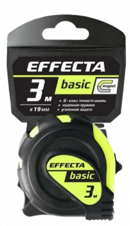 Рулетка 3 м*19 мм с магнитом Effecta Basic, шт